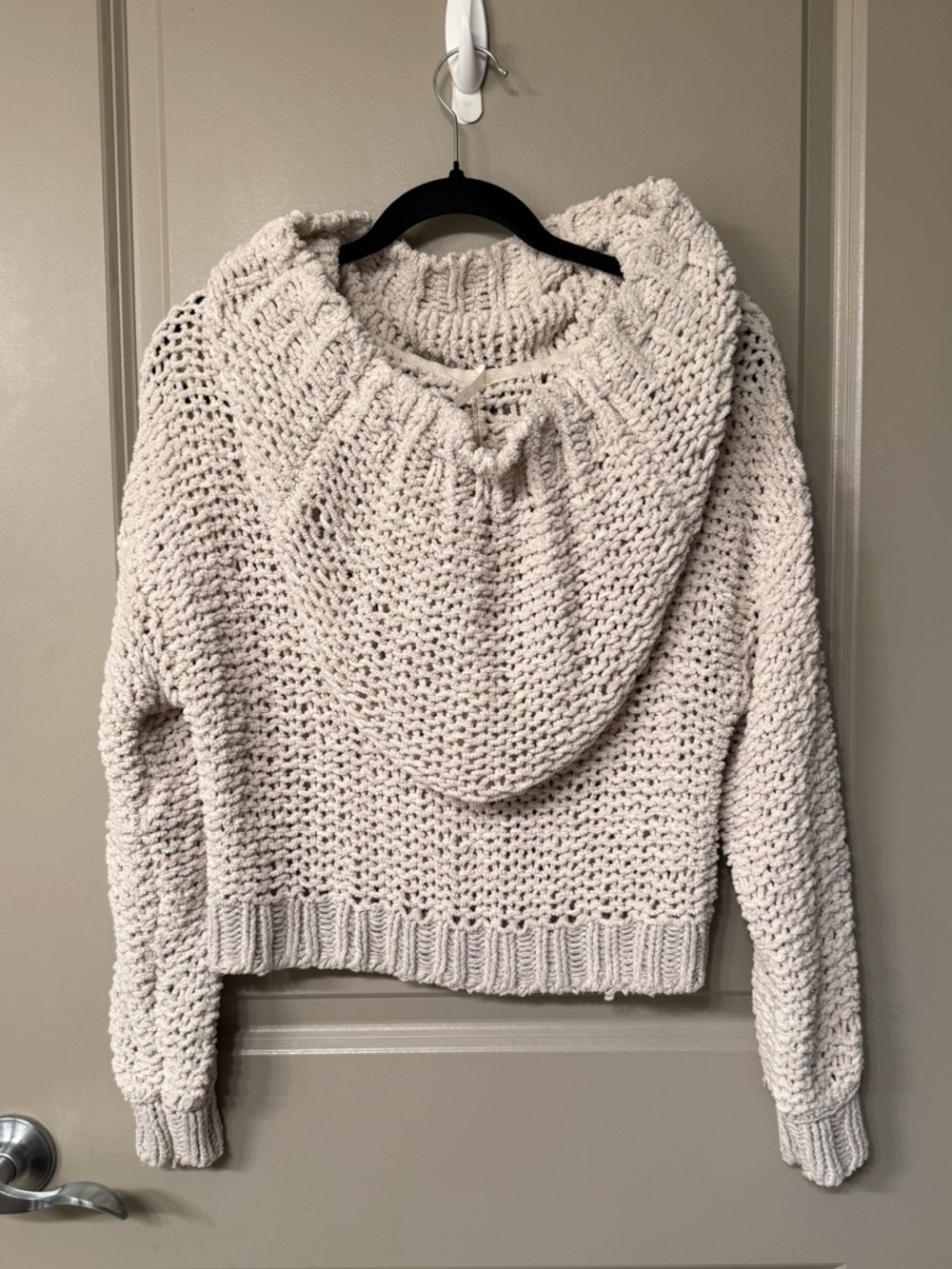 Free People Cream Knit Cowl Sweater with Tassel Tie - Picture 2 of 10
